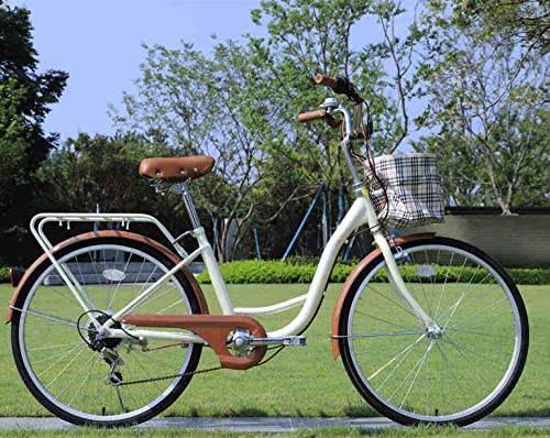 Beige Women's Comfort Cruiser Bike, 7-Speed, Basketed (26")