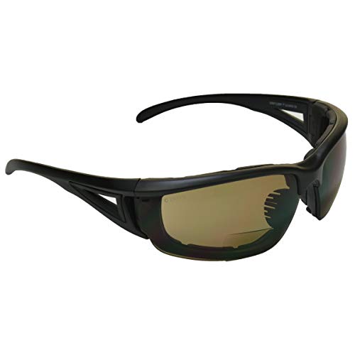 Padded bifocal sunglasses for motorcycle riding