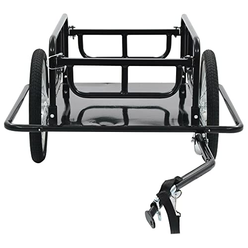 Bike Cargo Trailer 110lbs Max Load, Foldable Bicycle Trailer w/Hitch, Heavy Duty Utility Cargo Trailer with Wheels for Carrying Stuff Groceries Luggage, Heavy-Duty Bike Trailer, Black