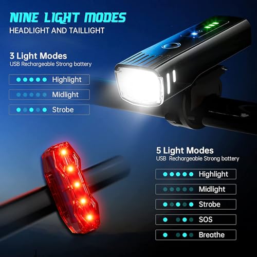 USB Rechargeable 3000 Lumens Bike Light Set