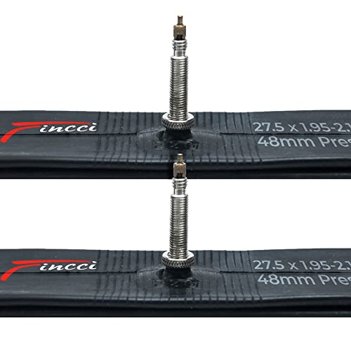 Fincci Pair 27.5 x 1.95-2.125 Inch Bike Inner Tubes 48mm Presta Valve for MTB Road Hybrid Bicycle Bike - Pack of 2 27.5 Mountain Bike Tube