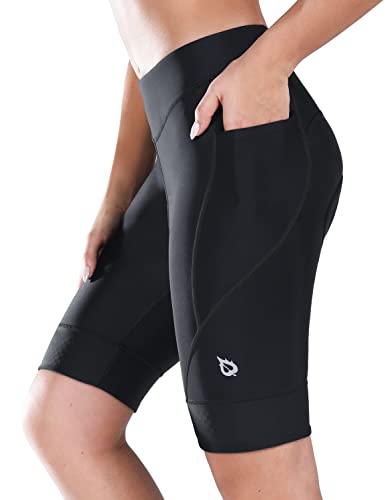 BALEAF Padded Bike Shorts Women 4D Padding Cycling Shorts Biking Bicycle Pockets UPF50+, Black M