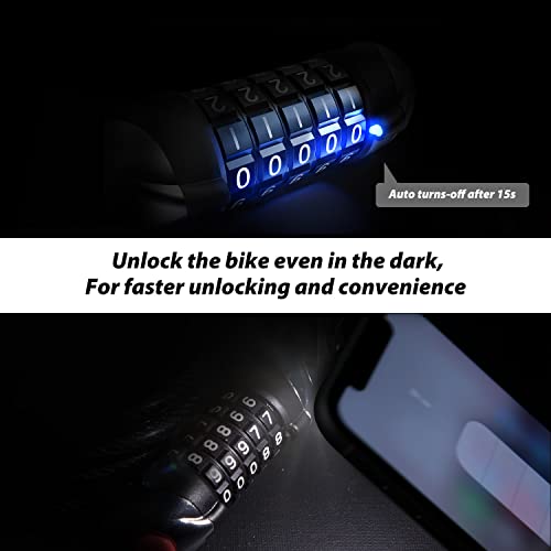 Sportneer 6ft Bike Cable Lock with Light