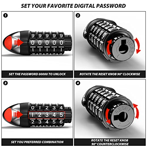Sportneer 6ft Bike Cable Lock with Light