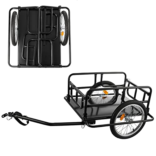 SHZOND Bike Cargo Trailer 120 LBS Weight Capacity Foldable Bicycle Trailer Cargo with 16'' Wheels for Shopping, Traveling and Carrying Stuff