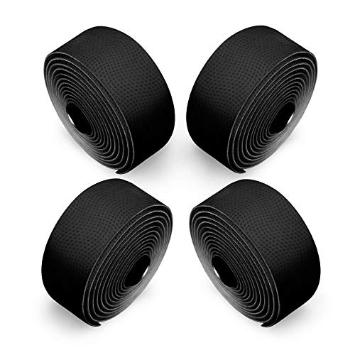 ALIEN PROS Bike Handlebar Tape PU (Set of 4) Black - Enhance Your Bike Grip with These Bicycle Handle bar Tape - Wrap Your Bike for an Awesome Comfortable Ride (Set of 4, Black)
