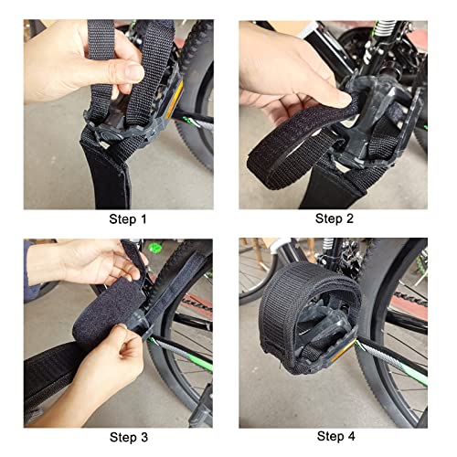 Adjustable Anti-Slip Bike Pedal Straps - Black