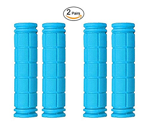 Platt Kids Bicycle Handle Bar Grips 2 Pairs Colorful Rubber Mushroom Grips with Ribbons Streamers for Balance Bikes, Scooters, and Childrens BMX Bicycle Handlebars