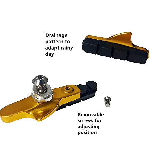 Pioneeryao Sport Road Bike Cycle Bicycle Brake Pads Block 2 Pairs (Golden)