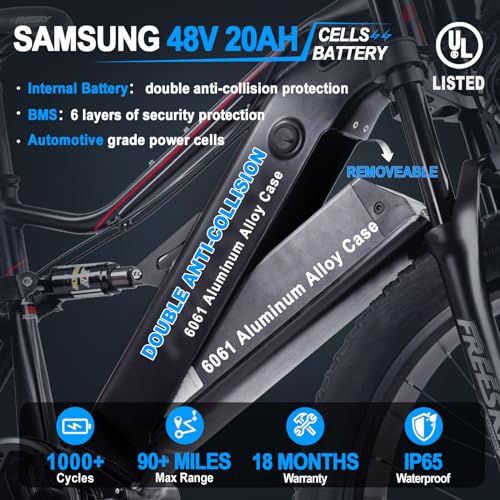 FREESKY Electric Bike 1000W 48V 20Ah 26" Fat Tire