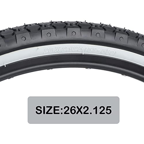 MOHEGIA Bike Tire,26" x 2.125" Folding Beach Cruiser Bicycle Replacement Tires/White Side Wall