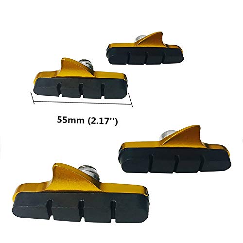 Pioneeryao Sport Road Bike Cycle Bicycle Brake Pads Block 2 Pairs (Golden)