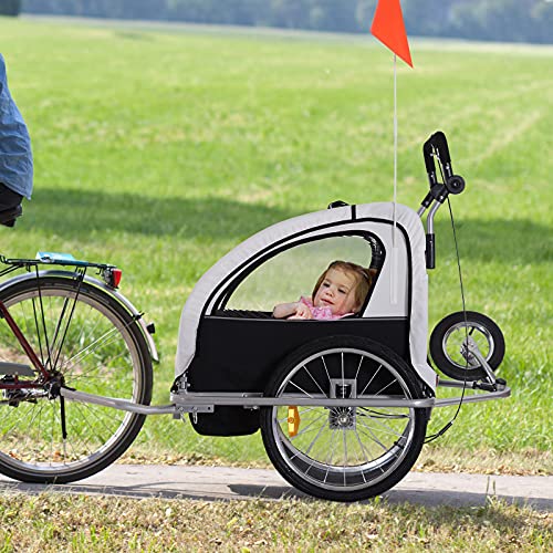 Double Kids Bike Trailer with Swivel Wheel