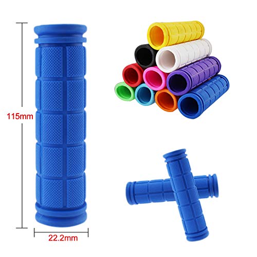 Platt Kids Bicycle Handle Bar Grips 2 Pairs Colorful Rubber Mushroom Grips with Ribbons Streamers for Balance Bikes, Scooters, and Childrens BMX Bicycle Handlebars