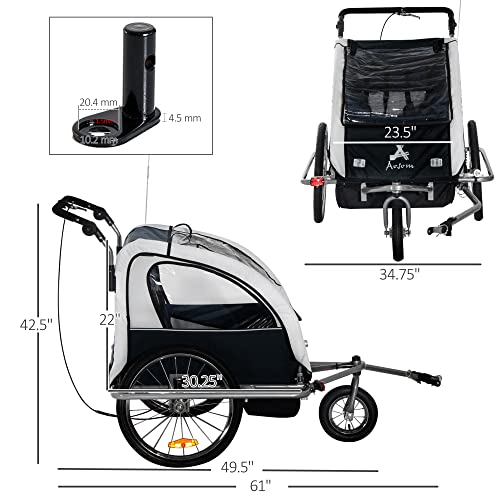 Double Kids Bike Trailer with Swivel Wheel