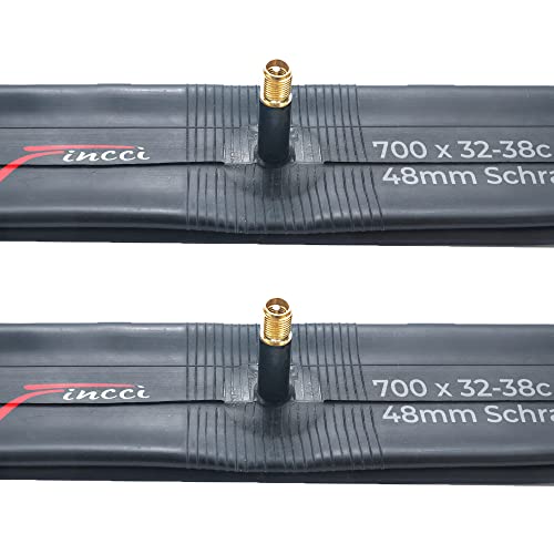 Fincci Bike Inner Tube 700x35c / 32c / 38c - Schrader Valve Inner Tubes 48mm for Cycle Bicycle Bike Tire - Pack of 2