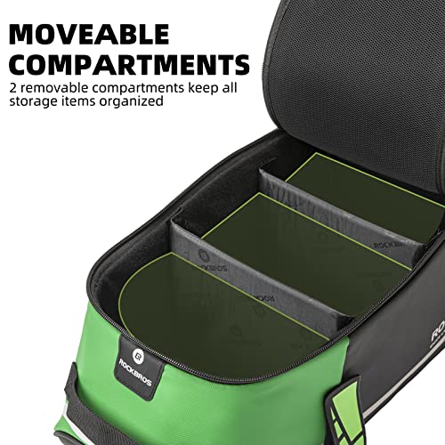 ROCKBROS Bike Rear Rack Bag Bike Trunk Bag Reflective Bicycle Rear Seat Saddle Bag Cycling Luggage Panniers with Shoulder Straps, Green Rain Cover