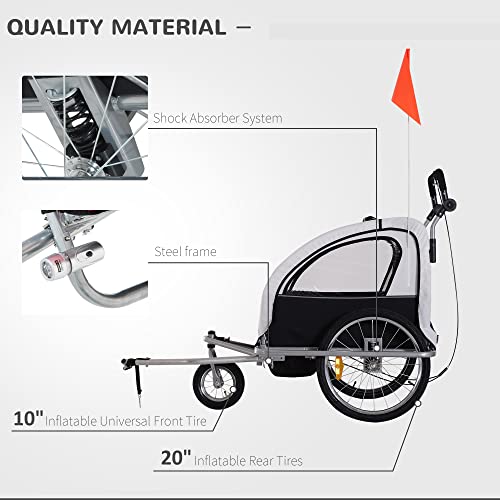 Double Kids Bike Trailer with Swivel Wheel