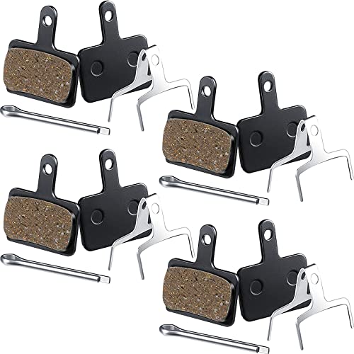 Zonon 4 Pairs Bicycle Disc Brake Pads Compatible with Shimano TRP Tektro Deore Br-M575 M525 M515 T675 M505 M495 M486 M485 M475 M447 M446 M445 M416 M415 M375 M355 C601 C501(Resin Brake Pads)