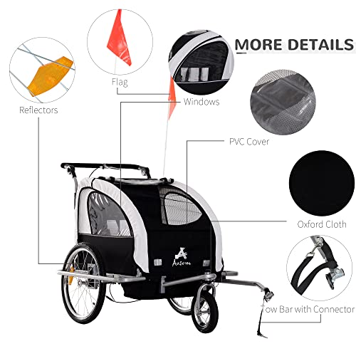 Double Kids Bike Trailer with Swivel Wheel