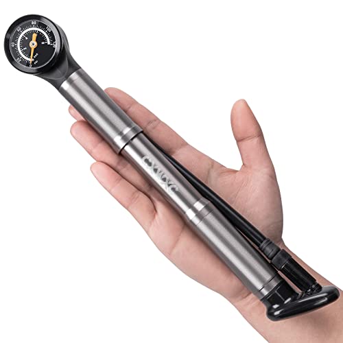 Portable Bike Pump with Pressure Gauge - Grey