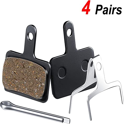 Zonon 4 Pairs Bicycle Disc Brake Pads Compatible with Shimano TRP Tektro Deore Br-M575 M525 M515 T675 M505 M495 M486 M485 M475 M447 M446 M445 M416 M415 M375 M355 C601 C501(Resin Brake Pads)