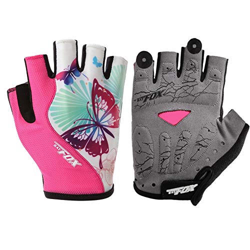 DuShow Cycling Gloves Women Half Finger Gel Padded Bike Gloves for Women Cycling Mountain Road Bicycle Biking Fingerless Gloves Anti-Slip Shock-Absorbing Bicycle Short Gloves(Pink,M)