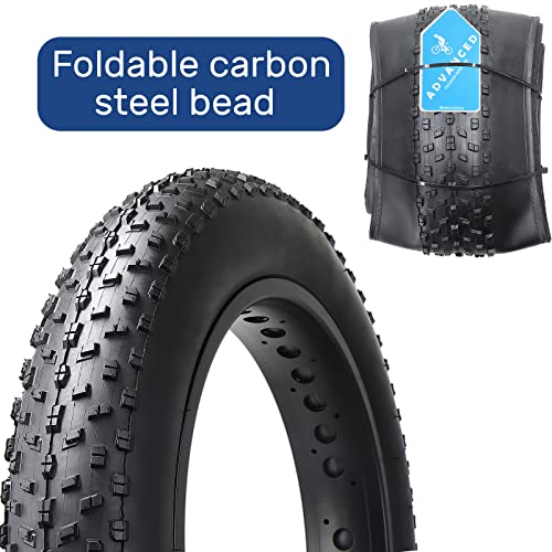 Hycline Fat Tire,20x4.0 Inch Fat Bike Tires Folding Replacement Electric Bicycle Tires Compatible Wide Mountain Snow Bike