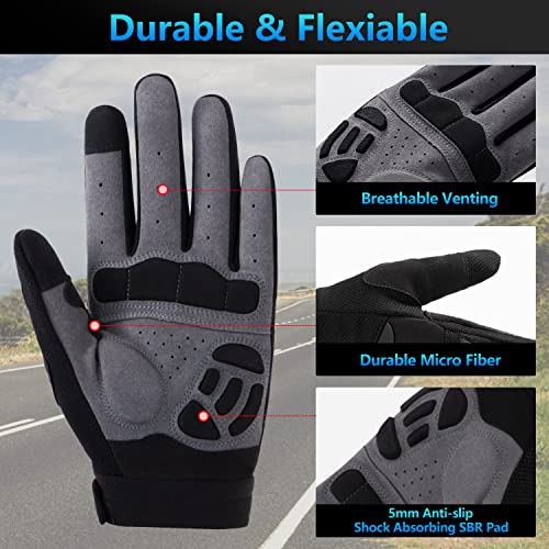 FIORETTO Mountain Bike Gloves for Men Women Motorcycle Cycling Gloves with 5MM SBR Pad Touch Screen Knuckle Protection Motocross Gloves for BMX ATV MTB Racing