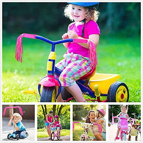 Bike Handle Grips with Tassel Streamers for Girls Boys and Kids, Non-Slip Bicycle Handlebar Grips Cover for Mountain Bike, Scooters Cruiser Road Bike Handle Grips, BMX MTB Cycling Replacement Parts