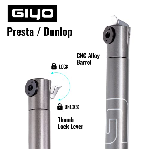GIYO Presta Valve Bike Pump | Portable & Strong