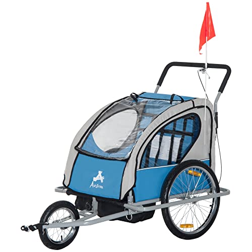 Aosom Elite 3-Wheel Bike Trailer for Kids - Blue