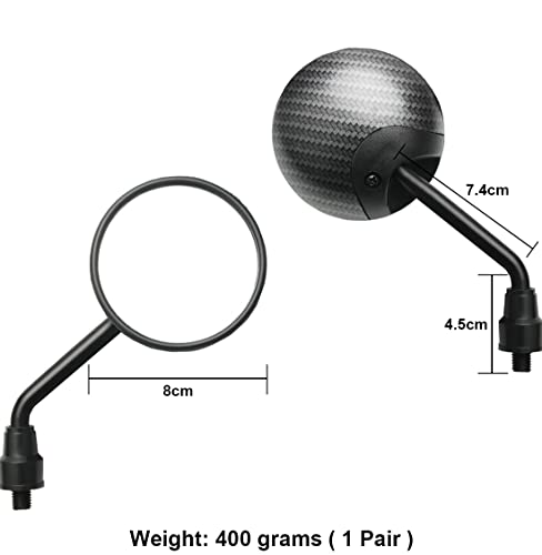 TOPCABIN Bike Mirror 1 Pair,Big Viewing of 360° Rotation Adjustable,Refit Bicycle Back Rear View Mirror Handlebar Wide Angle Safety Mirror for Cycling Motorcycle Mirror (Black-Round)