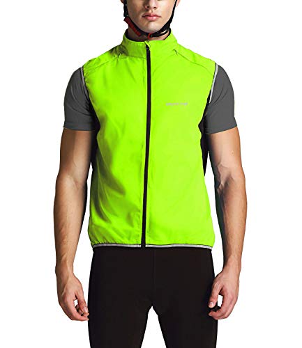 Outto Men' Reflective Running Cycling Vest for Safty and Windproof(Large,Green)