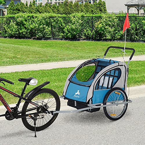 Aosom Elite 3-Wheel Bike Trailer for Kids - Blue