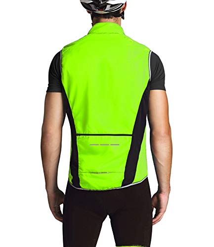 Outto Men' Reflective Running Cycling Vest for Safty and Windproof(Large,Green)