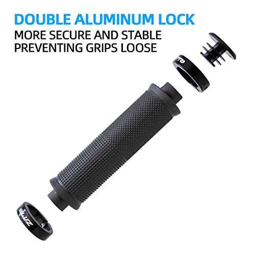 ZTTO Bike Handlebar Grips, Double Lock Bicycle Handle Bar Non-Slip Shock Absorbing Rubber Handlebar Grip for Mountain Urban Foldable Bike