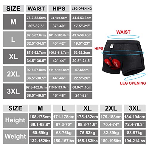 X-TIGER Men's Cycling Underwear Shorts 5D Padded Gel,MTB Biking Shorts Pants with Breathable,Adsorbent Design Black