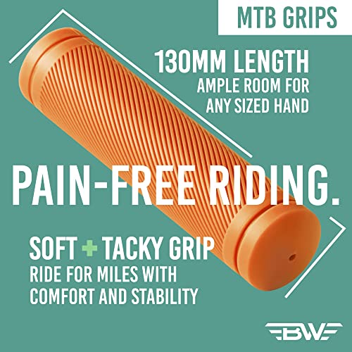 BW MTB Bike Grips – Comfortable and Grippy 130mm Bicycle Handlebar Grips –Red