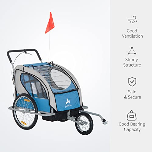 Aosom Elite 3-Wheel Bike Trailer for Kids - Blue