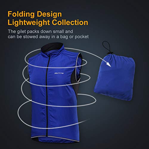 Outto Men' Reflective Running Cycling Vest for Safty and Windproof(Large,Green)