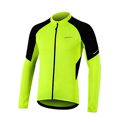 BERGRISAR Men's Long Sleeve Cycling Jersey (Yellow/Large)