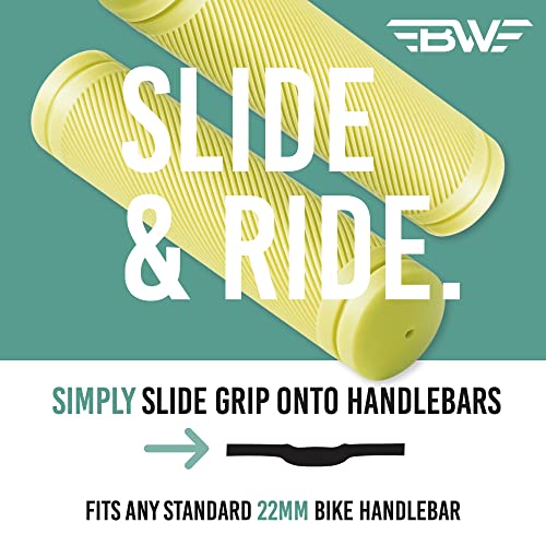 BW MTB Bike Grips – Comfortable and Grippy 130mm Bicycle Handlebar Grips –Red