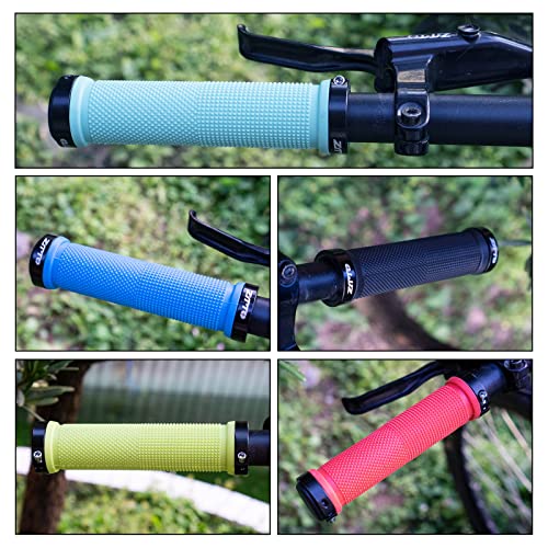 ZTTO Bike Handlebar Grips, Double Lock Bicycle Handle Bar Non-Slip Shock Absorbing Rubber Handlebar Grip for Mountain Urban Foldable Bike