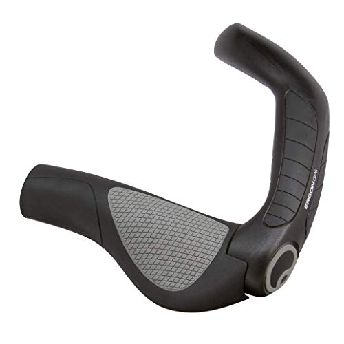 Ergon - GP5 Ergonomic Lock-on Bicycle Handlebar Grips with Extended Bar End Support | Regular Compatibility | for Hybrid Bikes | Large | Black/Gray