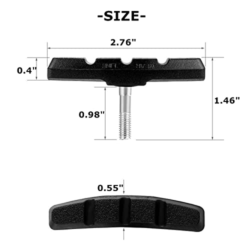 RUNGANG Bike Brake Pads, Professional Mountain Bicycle V-Brake Pads, 70mm Bike Brake Blocks Kit with Shims for Front and Back Wheel - Black