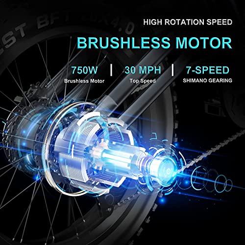 JANSNO 750W Electric Bike with Removable Battery