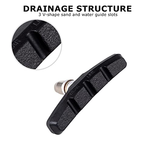 RUNGANG Bike Brake Pads, Professional Mountain Bicycle V-Brake Pads, 70mm Bike Brake Blocks Kit with Shims for Front and Back Wheel - Black