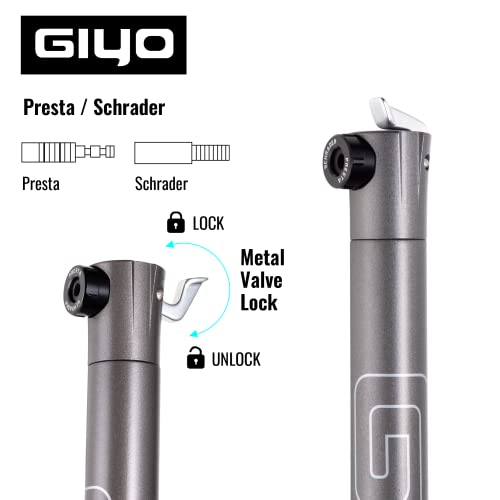 GIYO Bike Pump | Presta & Schrader | 80 psi