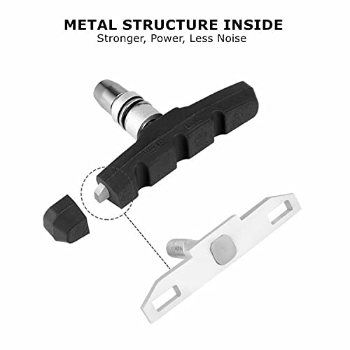 RUNGANG Bike Brake Pads, Professional Mountain Bicycle V-Brake Pads, 70mm Bike Brake Blocks Kit with Shims for Front and Back Wheel - Black